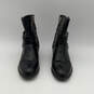 Womens Black Leather Almond Toe Buckle Block Heel Riding Boots Size 6 image number 3
