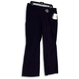 NWT Womens Blue Elastic Waist Stretch Pull-On Wide Leg Ankle Pants Size 14