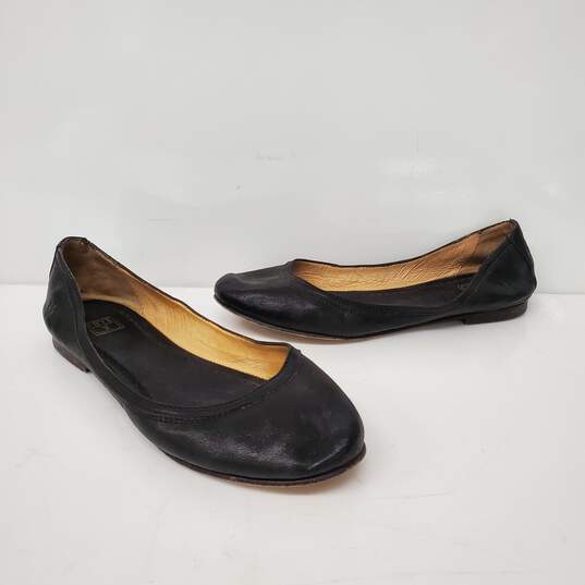 Frye WM's Black Slip-On Ballet Leather Flats Size 9.5 image number 2