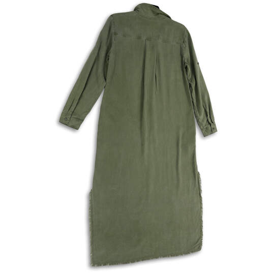 NWT Womens Green Long Sleeve Collared Pockets Long Shirt Dress Size Small image number 4
