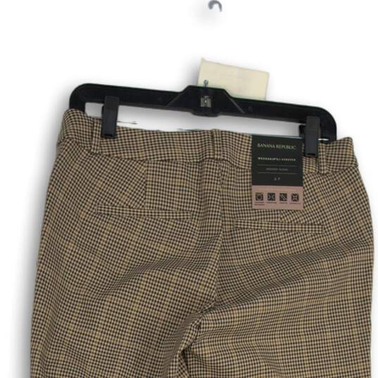 NWT Banana Republic Womens Brown Houndstooth Straight Leg Ankle Pants Size 6P image number 4