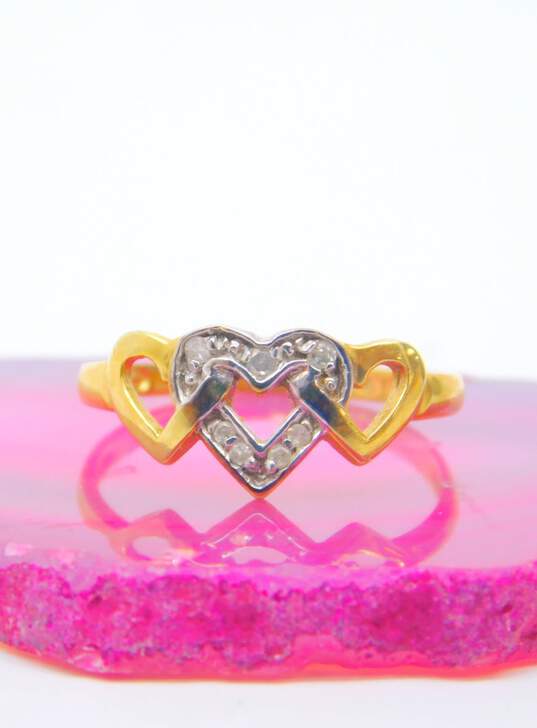 10k Yellow Gold Diamond Accent Open Heart Ring 1.3g image number 1