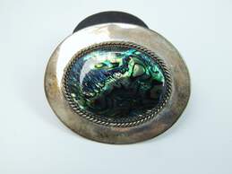 Vintage Mad Designs 1989 Sterling Silver Paua Shell Oval Brooch 22.4g