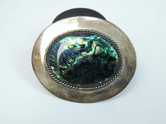 Vintage Mad Designs 1989 Sterling Silver Paua Shell Oval Brooch 22.4g image number 1