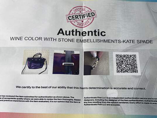 Certified Authentic Kate Spade Plum Handbag w/Black Beads, Shoulder Strap image number 5