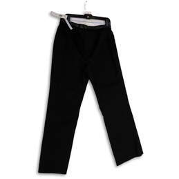 NWT Womens Black Flat Front Stretch Wide Leg Ankle Pants Size 12 alternative image