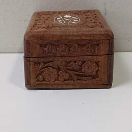 Vintage Hand Carved Wood Jewelry Box alternative image