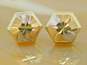 14K Tri Color Gold Pinwheel Etched Hexagon Stud Earrings 0.9g image number 1