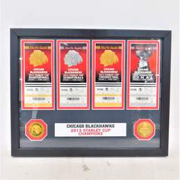 Framed Highland Mint Chicago Blackhawks Stanley Cup Champs Replica Tickets & Minted Medallions W/ COA