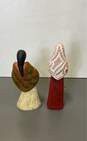 Lot of 2 Folk Art Figure Clay Mexican Maria Doll Holding Bouquet Sculpture image number 3