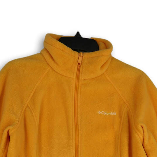 Womens Orange Fleece Mock Neck Long Sleeve Full-Zip Jacket Size Large image number 3