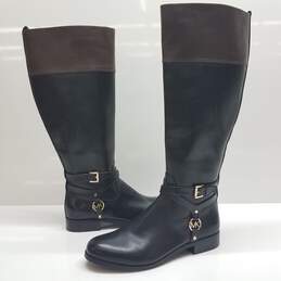 Michael Kors 'Preston' SG19F Black/Brown 17in Knee High Boots Women's Size 8.5