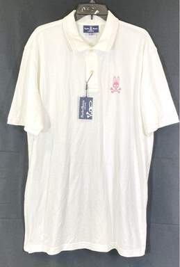 NWT Psycho Bunny Mens White Cotton Short Sleeve Collared Polo Shirt Size 3XL
