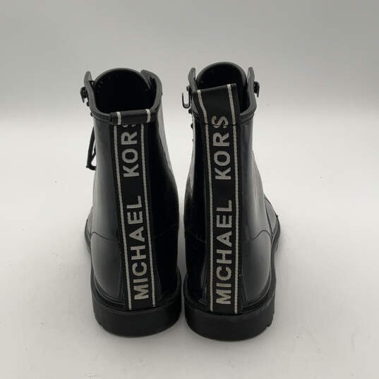 Womens Black Tavie Lug Sole Round Toe Lace-Up Ankle Rain Boots Size 11 image number 4