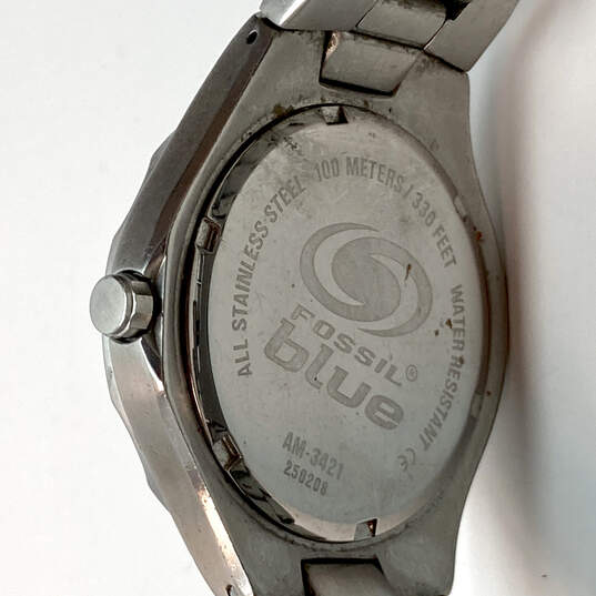 Designer Fossil AM3421 Silver-Tone Stainless Steel Analog Quartz Wristwatch image number 4