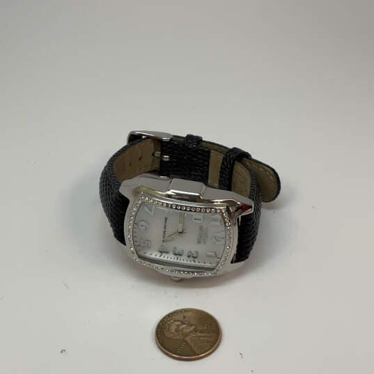 Designer Invicta 20524 Silver-Tone Crystal Leather Strap Analog Wristwatch image number 2