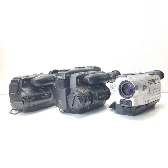 Lot of 3 Sony Handycam Video8 Camcorders FOR PARTS OR REPAIR image number 1