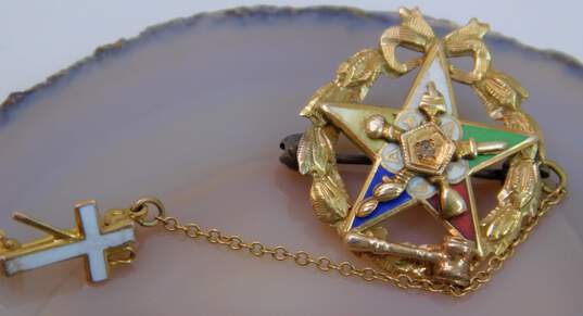 Vintage 14K Yellow Gold Enamel Masonic Star Pin 2.7g image number 1