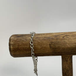 Designer Juicy Couture Silver-Tone Rhinestone Toggle Link Chain Bracelet