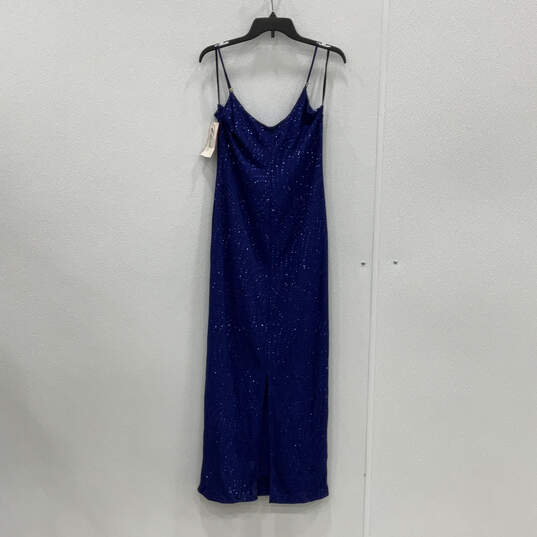 NWT Womens Blue Sequin Spaghetti Strap Sleeveless Bodycon Dress Size Large image number 2