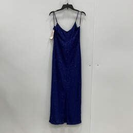 NWT Womens Blue Sequin Spaghetti Strap Sleeveless Bodycon Dress Size Large alternative image