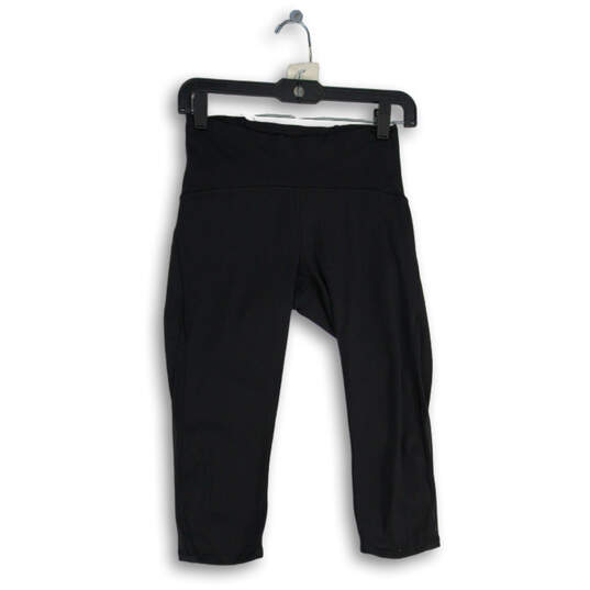 Womens Black Elastic Waist Skinny Leg Pull-On Activewear Capri Pants Size 6 image number 1