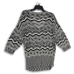 NWT Womens Black White Chevron 3/4 Sleeve Pullover Sweater Size 16 alternative image