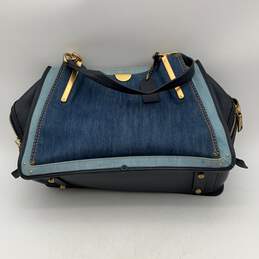 Coach Womens Blue Double Handle Inner Pockets Satchel Bag With Two Coin Purse alternative image
