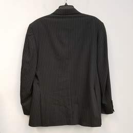 Mens Black Wool Pinstripe Pockets Long Sleeve Collared Blazer Jacket Sz 38R alternative image