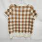 Madewell WM's Crop Square Neck Tan & White Checker Blouse Top Size XL image number 2