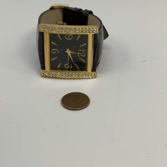 Designer Joan Rivers Gold-Tone Leather Strap Rhinestone Analog Wristwatch image number 3
