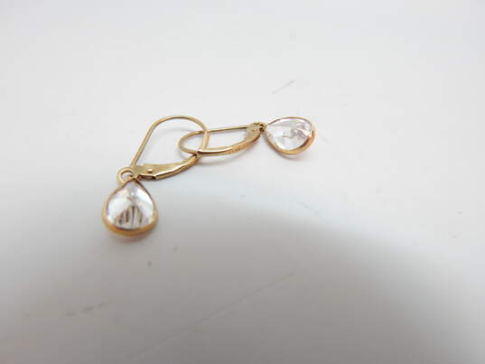 14K Yellow Gold CZ Drop Earrings 1.6g image number 3