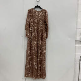 NWT Womens Rose Gold Sequin Long Sleeve Back Zip Maxi Dress Size Medium alternative image