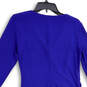Womens Blue Wrap V-Neck Long Sleeve Ruched Knee Length Sheath Dress Size 10 image number 4