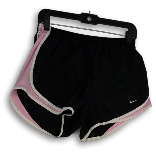 Womens Black Pink Elastic Waist Running Athletic Shorts Size Medium image number 1