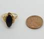 Vintage 10k Yellow Gold Marquise Onyx Ring 2.9g image number 4
