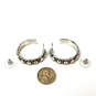 Designer Brighton Silver-Tone Fashionable Round Shape Studded Hoop Earrings image number 4