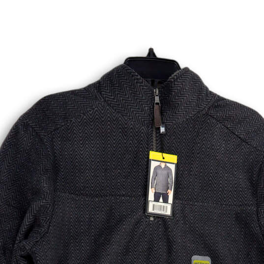 NWT Mens Gray Chevron Fleece Mock Neck Quarter Zip Long Sleeve Jacket Sz M image number 3