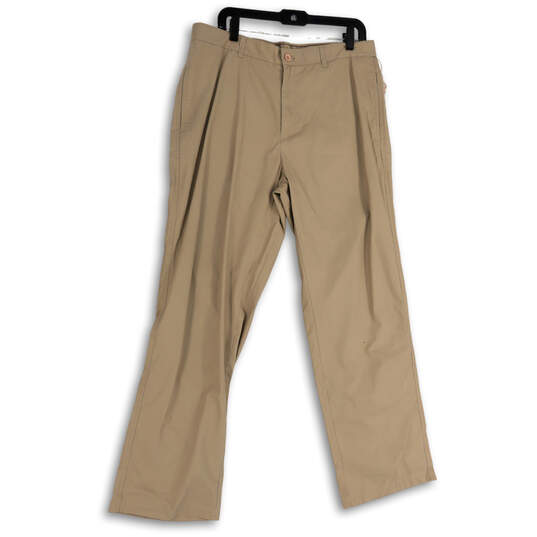 NWT Womens Flat Front Slash Pockets Straight Leg Dress Pants Size 34/32 image number 1