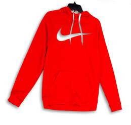 Mens Red Long Sleeve Kangaroo Pocket Stretch Pullover Hoodie Size Small