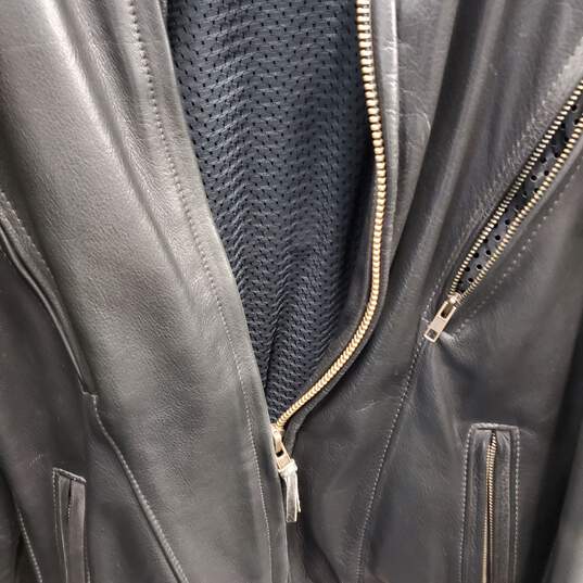 Men Black Leather Jacket L image number 3