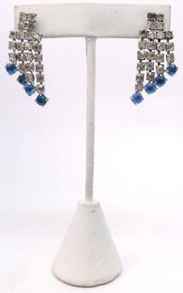 Vintage Pell & Fashion Variety Clear & Blue Rhinestone Silver Tone Clip-On & Screw-Back Earrings 50.3g alternative image