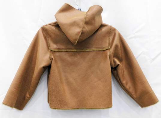 Baby Lt. Brown Hooded Zipper Pocket Fur Lined Coat SZ 12 image number 2