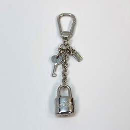 Designer Coach Silver-Tone Locker And Key Bag Charm Keychain