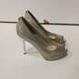 Women's Michael Kors Silver Glitter Open Toe Heels 7.5M image number 4