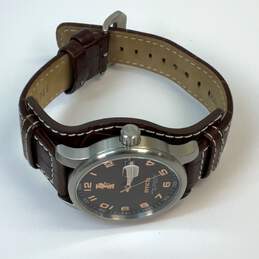 Designer Invicta Brown Leather Strap Round Analog Dial Quartz Wristwatch alternative image