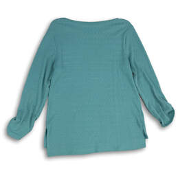 Womens Turquoise Blue Knitted Roll-Tab Sleeve Pullover Blouse Top Size M alternative image