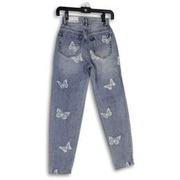 NWT Womens Blue Butterflies Denim Medium Wash Ankle Jeans Size 22 alternative image