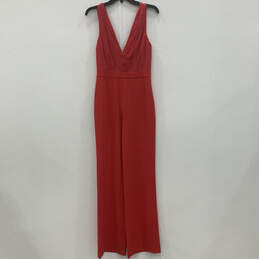NWT Womens Gale Red V-Neck Sleeveless Wide-Leg One-Piece Jumpsuit Size 2