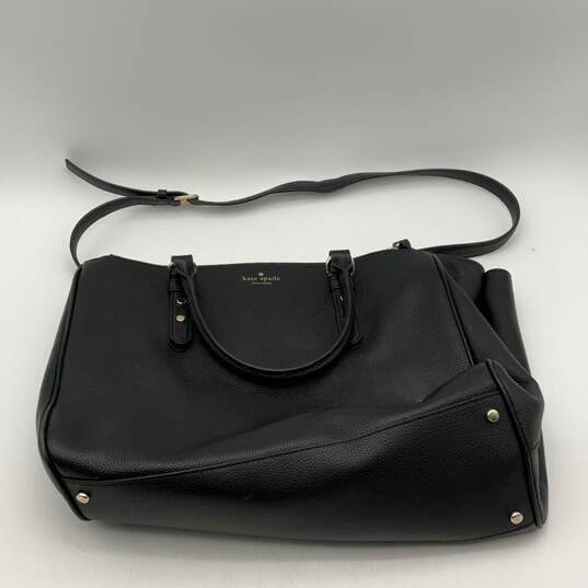 Kate Spade Womens Black Leather Adjustable Strap Bottom Stud Tote Crossbody Bag image number 1
